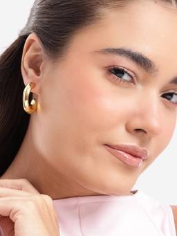 Carlton London - Gold Plated Bold Twisted Half Hoop Earring