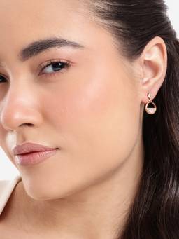 Carlton London - Rose Gold Plated CZ Sparkle Solitaire Round Drop Earring