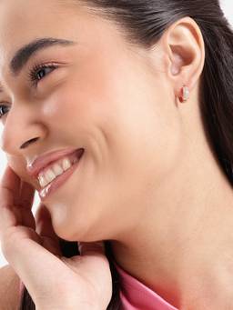 Carlton London - Rose Gold Plated CZ Sparkle Contemporary Huggie Earring