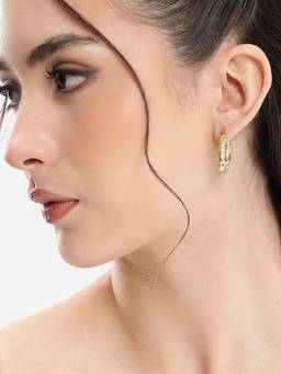 Carlton London - Gold Plated Stylish Twisted Textured Hoop Earring