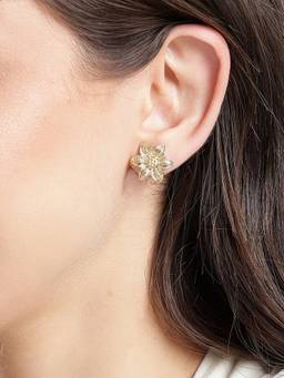 Carlton London - Gold Plated Blossom Flower Intricate Stud Earring