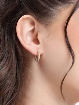 Carlton London - 18kt Gold Plated Textured Hoop Earring