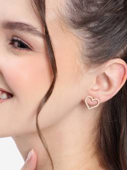 Carlton London - 18kt Gold Plated Heart with Mini Pearl Stud Earring