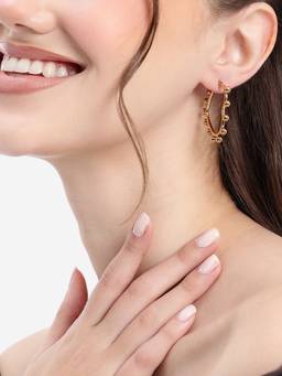Carlton London - 18kt Gold Plated Bold Beaded Heart Hoop Earring