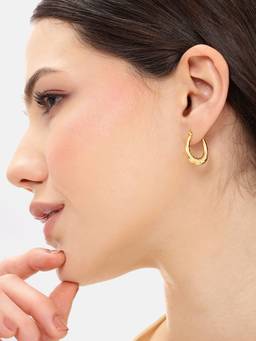 Carlton London - Gold-Plated Twisted Oval Hoop Earrings