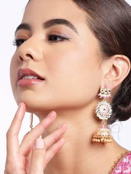 Carlton London - Gold Plated Kundan Medallion Jhumka Earrings