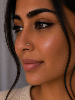 SAMIKA - 925 Sterling Silver Trillion Cut CZ Nose Pin
