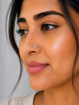 SAMIKA - Snowflake Stone Nose Pin 925 Sterling Silver