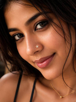 SAMIKA - Sridevi Nose Pin - 925 Sterling Silver Five Petal Floral Nose Pin