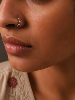 SAMIKA - 925 Sterling Silver Beaded Open Nose Ring
