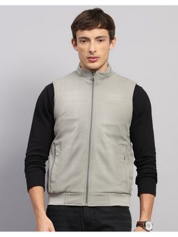 Monte Carlo - Men Regular Fit Solid Grey Winter Jacket