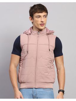 Monte Carlo - Men Regular Fit Solid Hooded Peach Winter Jacket
