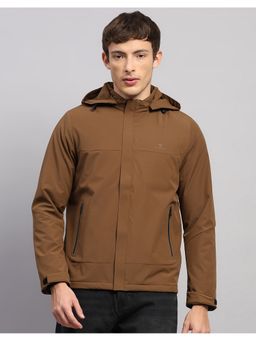 Monte Carlo - Men Regular Fit Solid Hooded Tan Winter Jacket