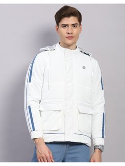 Monte Carlo - Men Regular Fit Solid Hooded White Winter Jacket