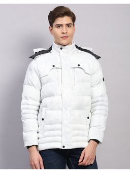 Monte Carlo - Men Regular Fit Solid Hooded White Jacket