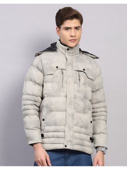 Monte Carlo - Men Regular Fit Solid Hooded Beige Winter Jacket