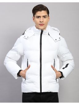 Monte Carlo - Men Regular Fit Solid Hooded White Jacket