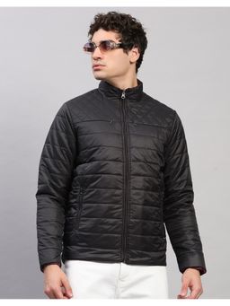 Monte Carlo - Men Regular Fit Self Designed Black Winter Reversible Jacket