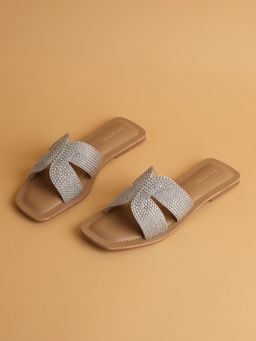 ERIDANI - Aisha Silver Metallic Flats