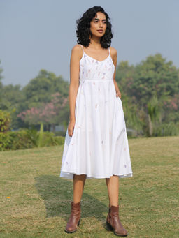 Okhai - Noble Hand Embroidered Organic Cotton Sleeveless Dress