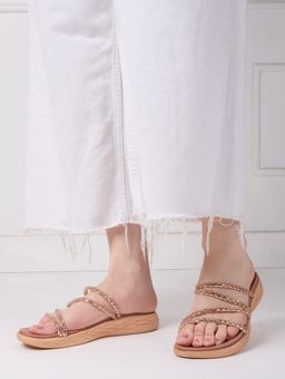 Inc.5 - Rose Gold Party Wear Embellished Sandals