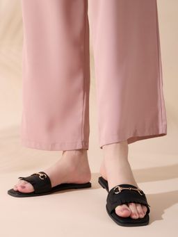 Inc.5 - Black Casual Solid Open Toe Flats