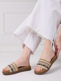 Inc.5 - Black Embellished Slip-On Sandals