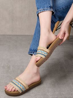 Inc.5 - Blue Embellished Slip-On Sandals