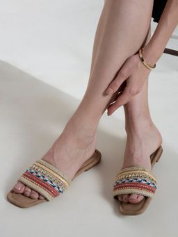 Inc.5 - Pink Embellished Open Toe Flats