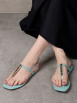 Inc.5 - Blue Casual Solid Flat Sandals