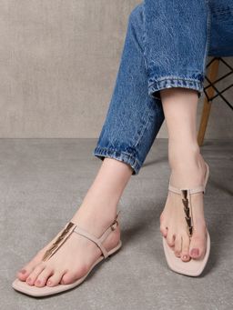 Inc.5 - Nude Casual Solid Flat Sandals