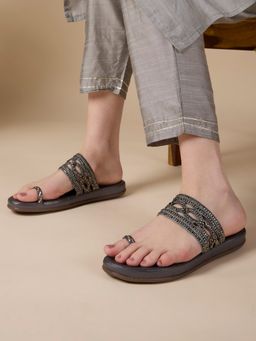 Inc.5 - Grey Casual Solid Slip-On Sandals