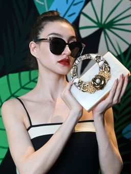 Odette - Off White Resin Embellished Clutch for Women