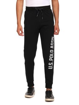 U.S. POLO ASSN. - Men Black I675 Comfort Fit Printed Cotton Poly Joggers