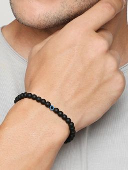 OOMPH - Black & Blue Goodluck Evil Eye Beads Adjustable Bracelet for Men