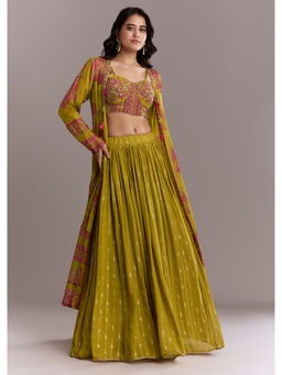 KALKI FASHION - Mehendi Green Georgette Lehenga Choli with Jacket