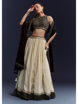 KALKI FASHION - Black Satin Bridesmaid Lehenga Choli with Dupatta