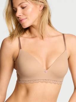 Victoria's Secret - Dream Angels Smooth and Lace Wireless Push-Up Bra Beige