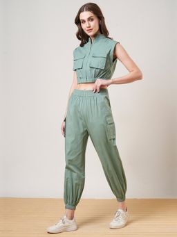 Globus - Women Green Solid Co-Ord (Set of 2)
