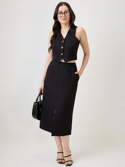 Globus - Women Black Solid Workwear Co-Ord (Set of 2)