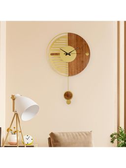 HomeTown - Rhythm Metal and Mdf Simplica Pendulum Wall Clock in Brown Colour
