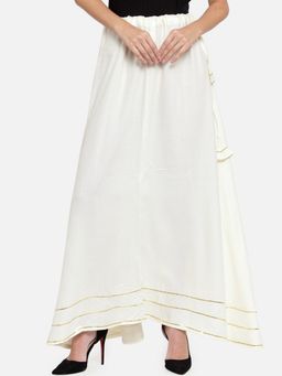 Bcz Style - Women White Rayon Plain Flared Skirt