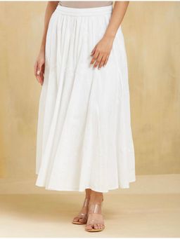 Bcz Style - Women White Rayon Plain Flared Skirt