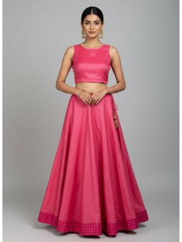 Bcz Style - Women Pink Silk Plain Flared Skirt