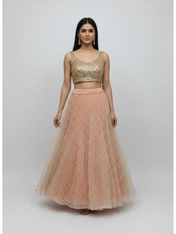 Bcz Style - Women Pink Silk Embroidered Flared Skirt