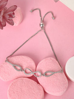 CLARA - 925 Silver Adjustable Anti Tarnish Swiss Zirconia Stone Infinity Bracelet for Women