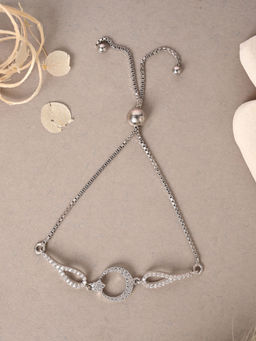 CLARA - 925 Silver Adjustable Anti Tarnish Swiss Zirconia Stylish Hand Bracelet for Women