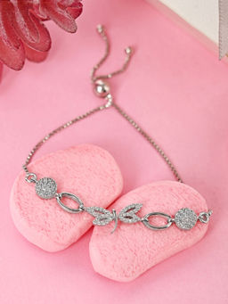 CLARA - 925 Silver Adjustable Anti Tarnish Swiss Zirconia Dragonfly Hand Bracelet for Women