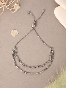 CLARA - 925 Silver Adjustable Anti Tarnish Double chain Bracelet for Women & Girls