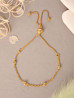 CLARA - 925 Silver Adjustable Gold Plated Anti Tarnish Golden Ball Chain Bracelet for Women